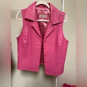 Ladies Pink Leather Vest Size L